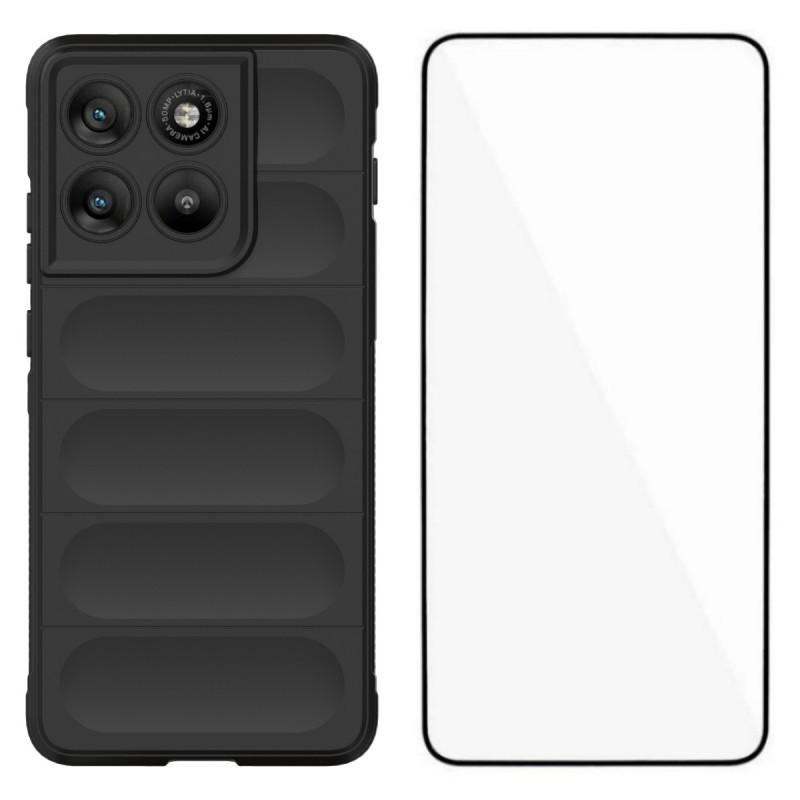 For Motorola Edge 70 5G TPU Case WANLONFENG HD Series Anti Slip Phone Cover with Tempered Glass