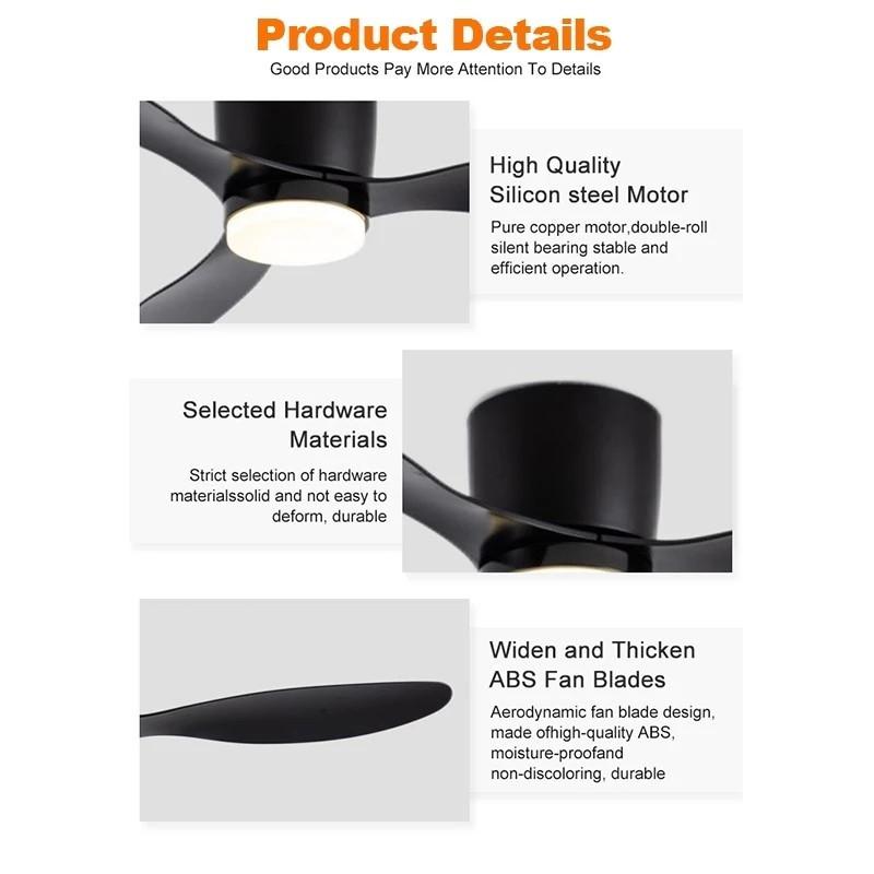 Variable Frequency Ceiling Fan Lamp Six Wind Speeds Adjustable Electric Fan Light Three Color Dimming Mobile Phone Control Fan