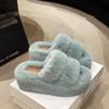 Двойные пушистые тапочки для женщин, осень 2025, новинка, толстая подошва 7 см, интернет-знаменитость, увеличение роста, одно слово, классные тапочки, нескользящие