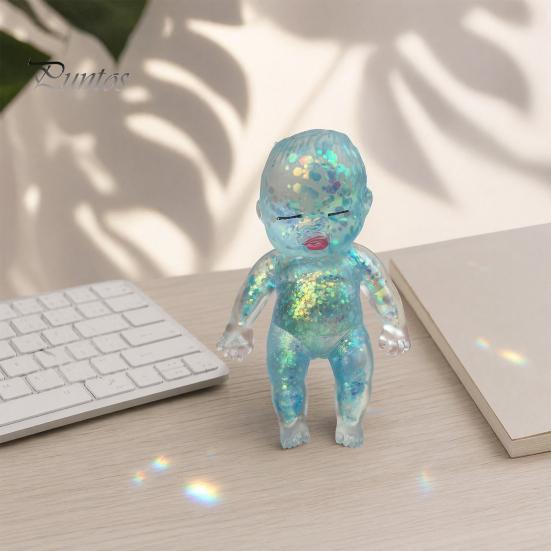 Сквиш-мячик от стресса из ТПЭ с блестками 'Baby', Прозрачная кукла-младенец, Мягкая, эластичная сенсорная игрушка-фиджет, Расслабляющий подарок для взрослых и детей, Сувениры для вечеринки