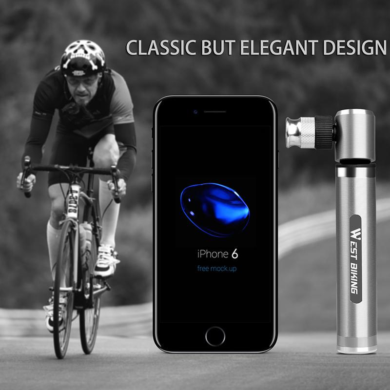 WEST BIKING 160PSI Bike Pump With Gauge Portable Aluminum Alloy Bicycle Pump For Schrader&Presta Valve MTB Road Bike Accessories