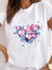 (Asian Size) Watercolor Love Trend Women Casual T Shirt Tee Top Fashion Printed Lady Female Graphic Short Sleeve T-shirts Clothing