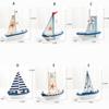 Wooden Crafts DIY Micro Landscape Sailing Miniature Figurines Sailboat Ornaments Sailing Model