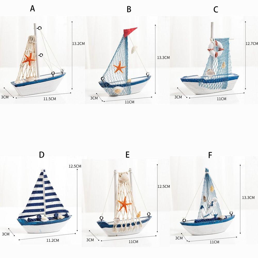 Wooden Crafts DIY Micro Landscape Sailing Miniature Figurines Sailboat Ornaments Sailing Model