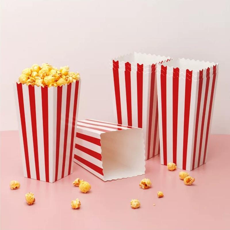 20/50pcs Popcorn Box Buckets Fries Cup Movie Night Kids Birthday Party Favors Snack Container Bag Wedding Christmas Supplies Party Decoration Props