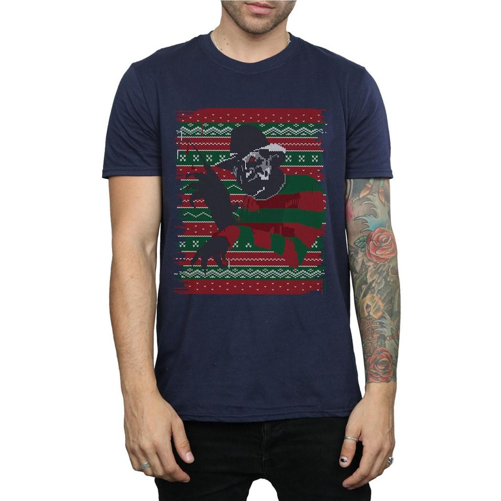 A Nightmare On Elm Street Mens Christmas Fair Isle T-Shirt