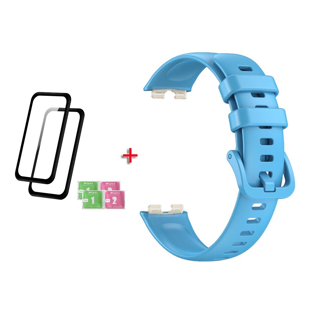 Стекло + ремешок для браслета Huawei Band 8, силиконовый браслет с защитной пленкой для экрана Huawei Band 8, стекло, 3D изогнутый защитный чехол