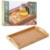 Ideamall Bamboo Serving Tray, Stylish, Square, Large, with Handles, Commercial Use, Kitchen Tray, Nordic, Cafe, Natural (41*29*5cm)