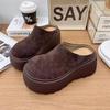 2025 Autumn Mango Head Wearing Foreign Style Wedge Heel Non-slip Muffin Shoes Retro Height Increase Small Bag Head Slippers