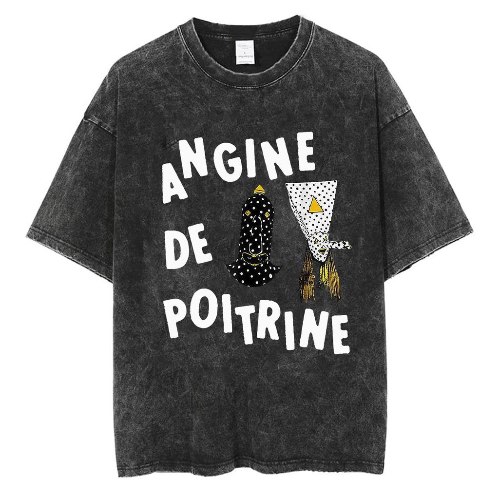 Rock Band Angine De Poitrine Ретро Выстиранные Футболки Мужские Женские Панк Поп Музыка Свободная Одежда Футболка Хип-Хоп Готика Оверсайз Футболки