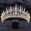 DIEZI New Baroque Korean Gold Color Crown Hair Accessories Luxury Crystal Tiara For Women Wedding Headdress Bridal Hair Zircon