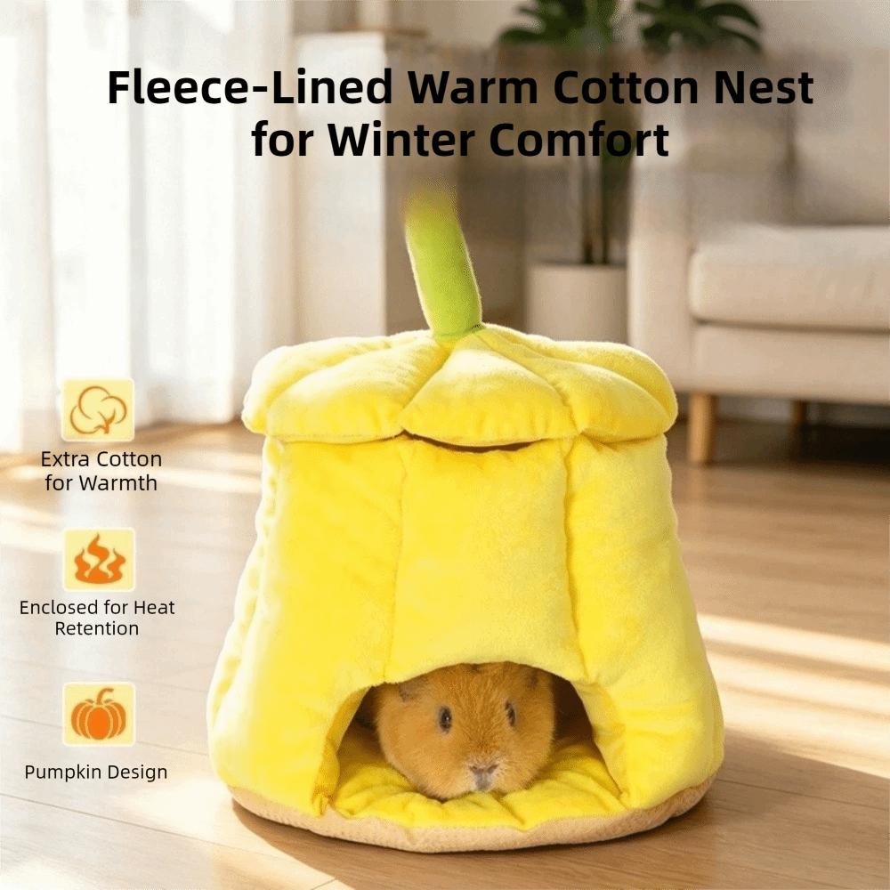 Windproof Hamster Pumpkin Nest Semi-Enclosed Small Pet Cotton Nest Hamster Sleeping Cave Winter