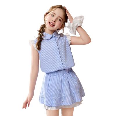 ASK JUNIOR Летний полосатый кардиган и юбка для девочек