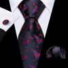 Barry.Wang Mens Novelty Plaid Striped Neckties Handkerchief Cufflinks Set Formal Casual Business