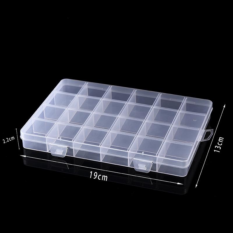 24 Grid Fixed Diy Multi-Grid Hardware Parts Grid Box, Plastic Storage Box With Lid Wax Grain Grid Box