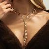 Ingemark Elegant Sexy Irregular Texture Leaf Long Pendant Choker Necklace for Women Trendy Simple Metal Neck Chain New Jewelry