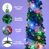 JOYFY 5 FT Pop Up Christmas Green Tree with Lights Collapsible Tinsel Christmas Tree Decorations for Home Holiday Party