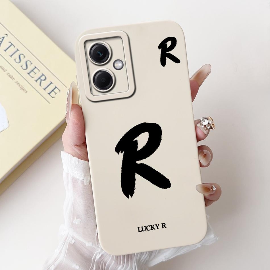 For Xiaomi Redmi Note 12 5G Lucky Initial Letter Phone Case For Redmi Note 12 Pro 5G Note12 Soft Silicone Shockproof Bumpers
