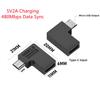 90 Degree Left Right U-Shaped USB 2.0 Type-C Female to Micro-USB Male Adapter 5V 2A Charging Data Connector for Android Phones Tablet Devices