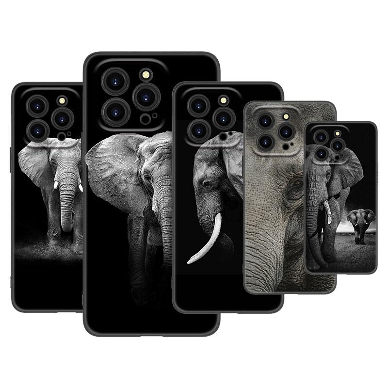 Чехол для телефона с изображением слона для Apple iPhone 13 12 Mini 11 Pro XS Max X XR 8 7 6S 6 Plus SE 2020 5S 5, мягкий черный чехол из ТПУ