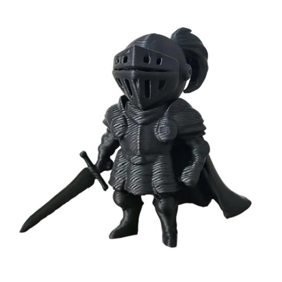 Mini Size Ornament, 3D Printed Knight Shape One-piece Molding Figurine, Dark Style Cartoon Design Decompression Desktop Decoration