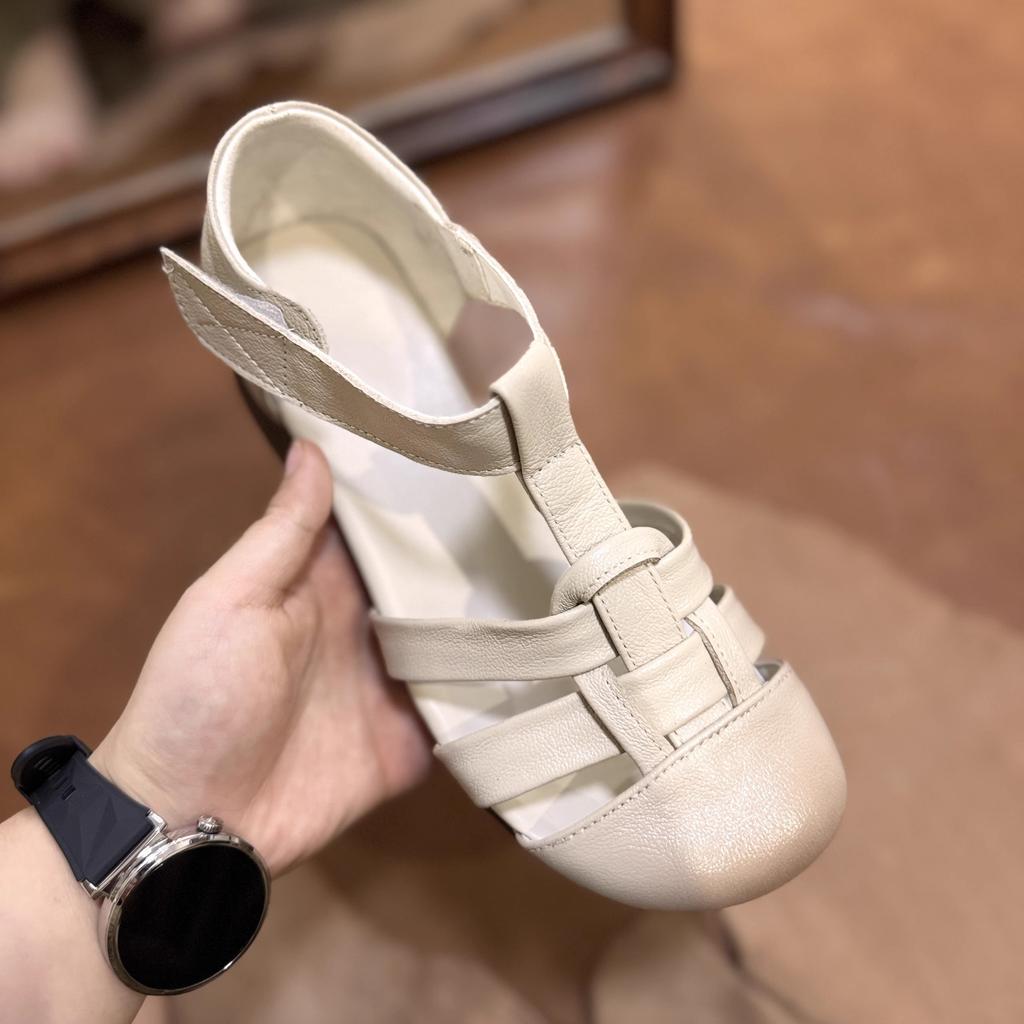 Fashion GKTINOO Genuine Leather Breathable Soft Low Heels Sandals Summer Women Shoes Woman Casual Solid Buckle Strap Ladies Sandals