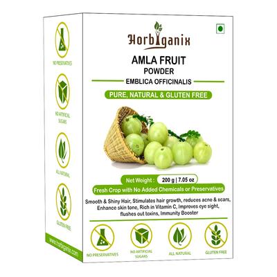 Horbiganix Amla Fruit Powder For Hair Growth & Eating Indian Gooseberry | 200gm 0.4lbs