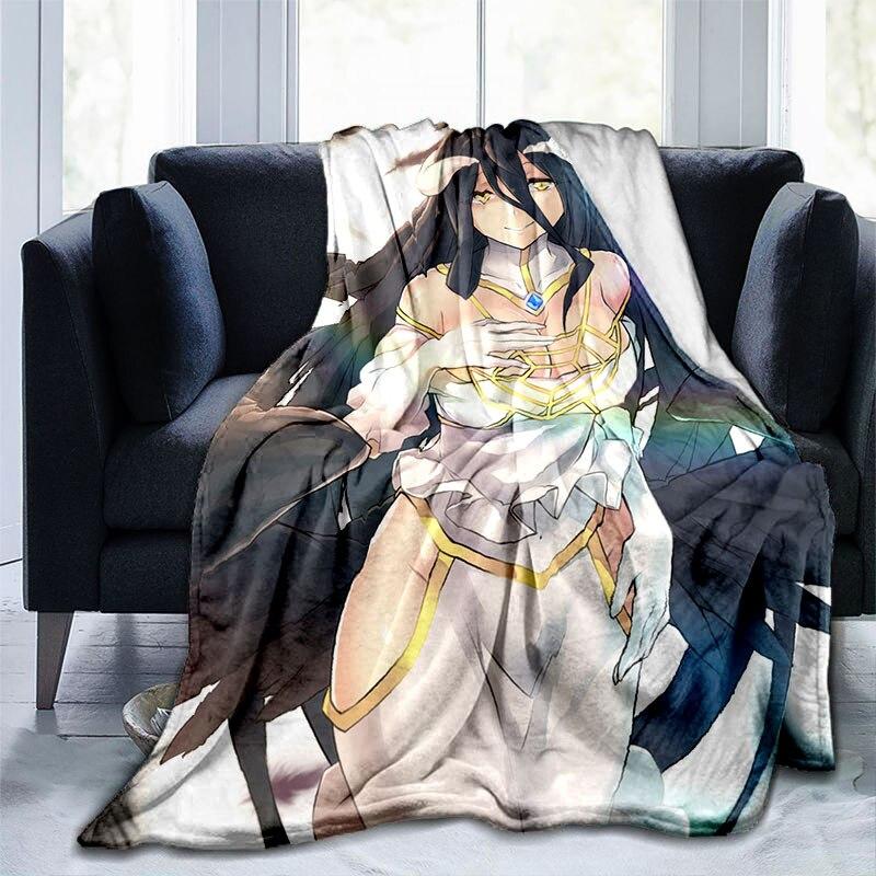 Сексуальное аниме-одеяло для девочек Albedo Pin Up для девочек, красивое фланелевое теплое одеяло для взрослых, покрывало с 3D принтом, мужской диван-пещера, декор для кемпинга