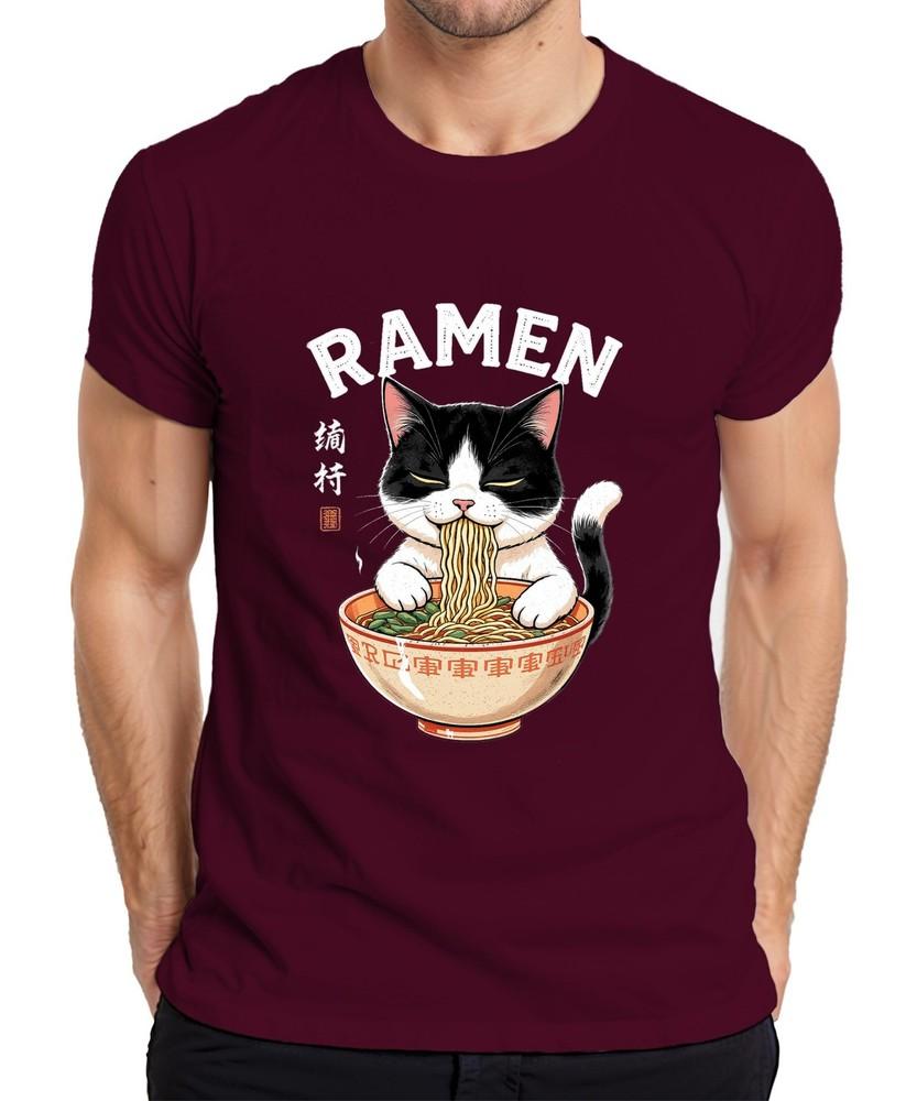 Raunisex Кошачья Лапша Еда Японский Забавный Подарок Винтажный Унисекс Футболка