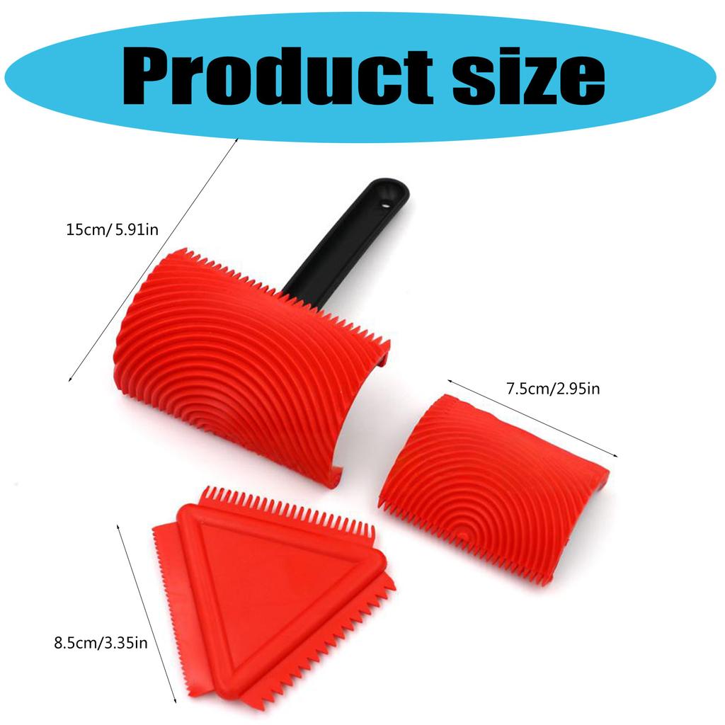 Набор малярных валиков с текстурой дерева с прочными полиуретановыми валиками и эргономичной ручкой для гладкого покрытия стен