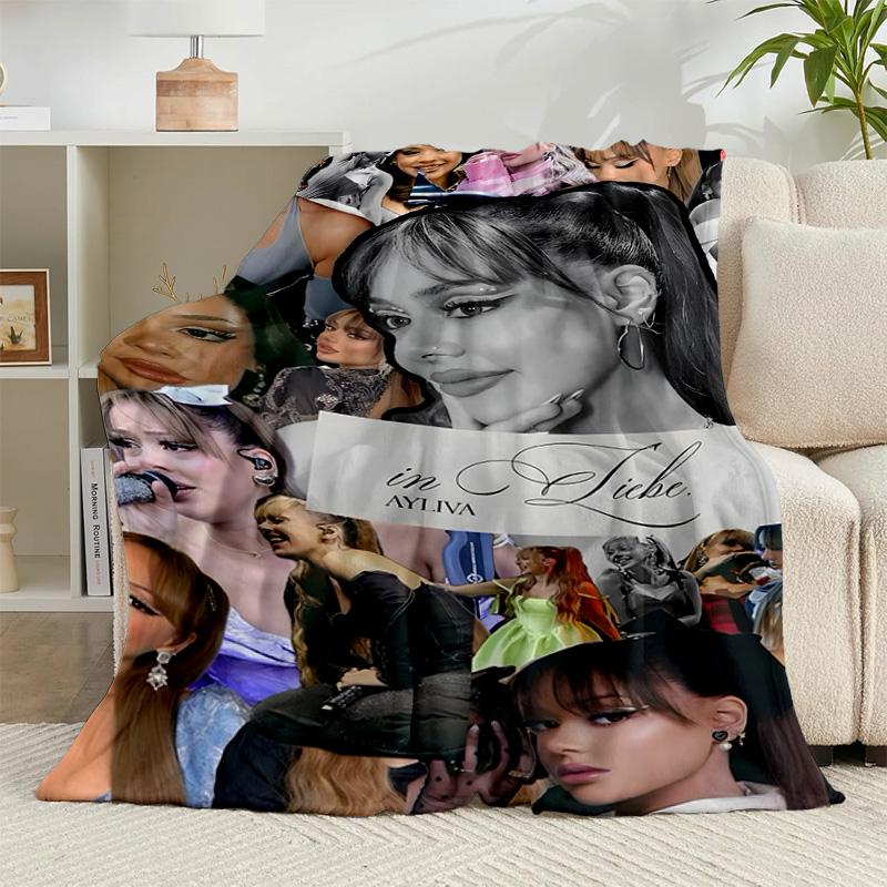 1PC music pop Ayliva Fashion Flannel Blanket Gift, Suitable for Both Men And Women, Soft Ideal for Beds And Sofa, Birthday Or Christmas Gift