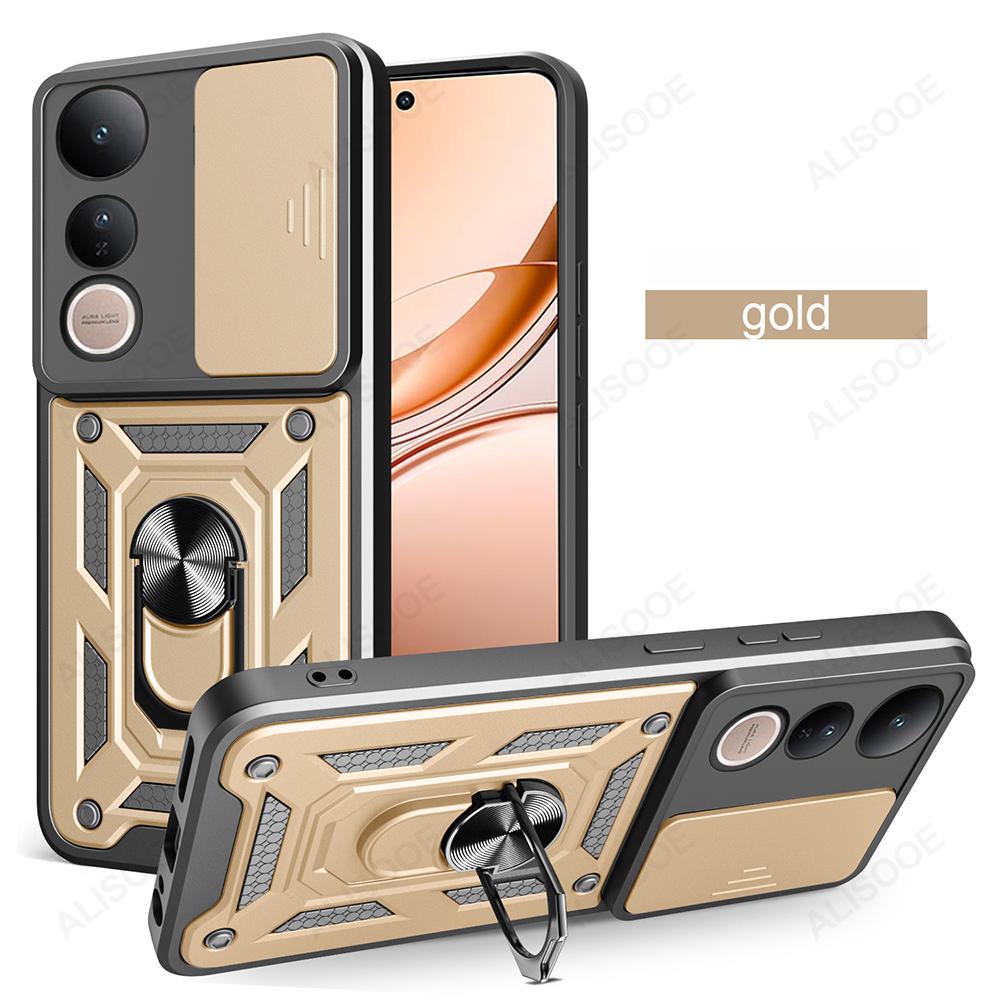 Funda for VIVO V50 Lite Case Slide Camera Protection Ring Stand Shockproof Back Cover for VIVO V50 Capa Funda
