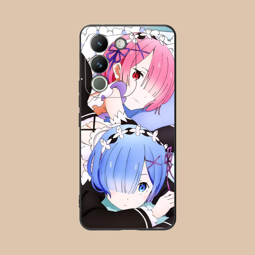 ReZero Рем Рам Матовый ТПУ Чехол для Мобильного Телефона для VIVO Y77 76 75 74 73 72 58 56 55 51 50 38 36 Y19 Y18 Y03 Y01 5G Цветная Крышка