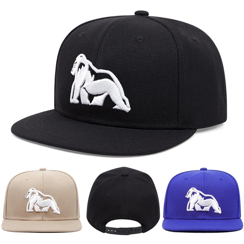 New Men's Fashion Gorilla White Embroidery Hip Hop Hat Outdoor Sports Duck Tongue Hat Embroidered Women's Baseball Sun Hat