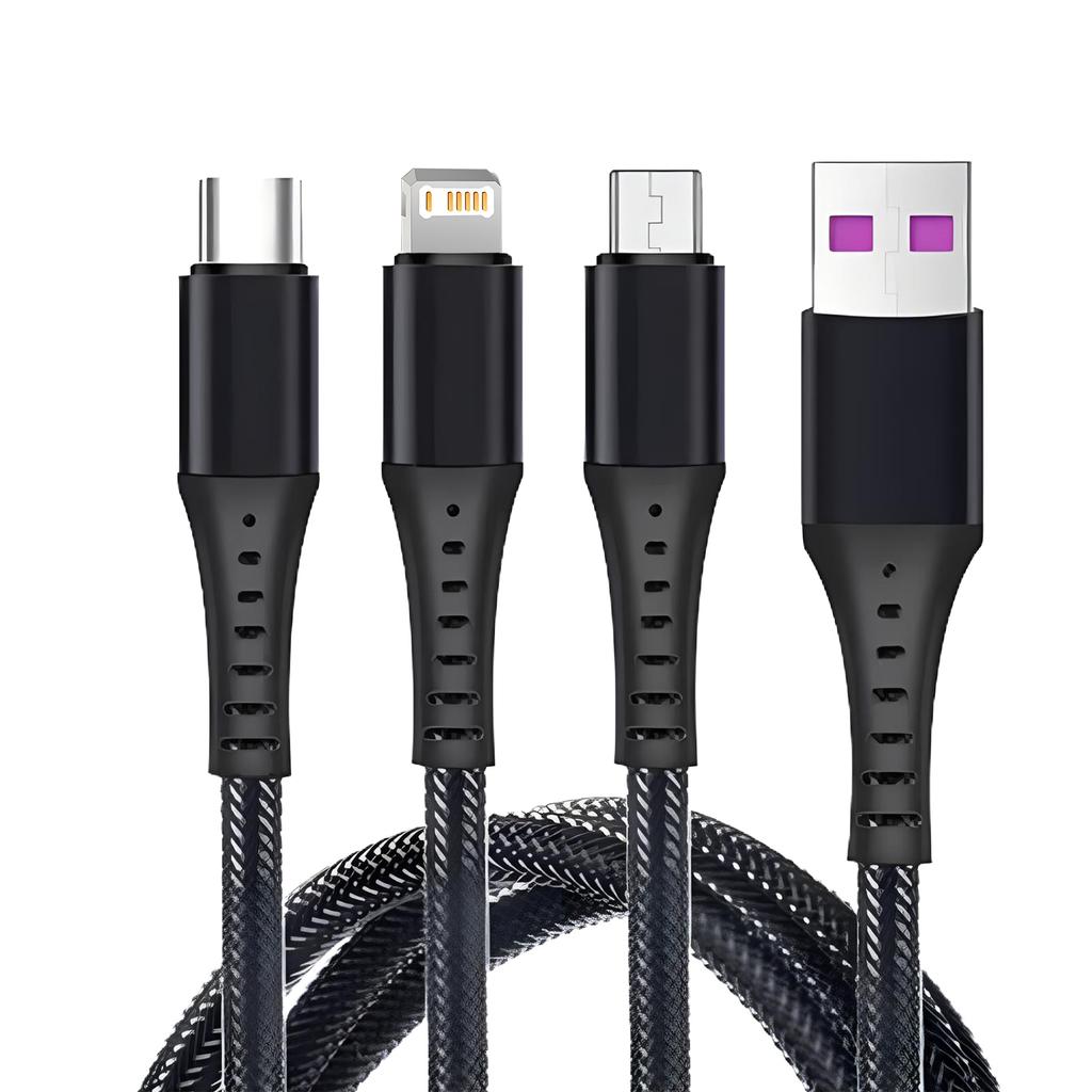 3 in 1 USB Cable Micro USB Type C Charging Cable For iPhone 14 13 12 Huawei Honor Xiaomi 13 ViVo Oppo Data Cord