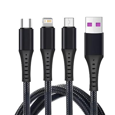 3 в 1 5A USB кабель для быстрой зарядки Type C Micro IOS Multi Charger Cable для iPhone Huawei Xiaomi Samsung нейлоновый плетеный шнур