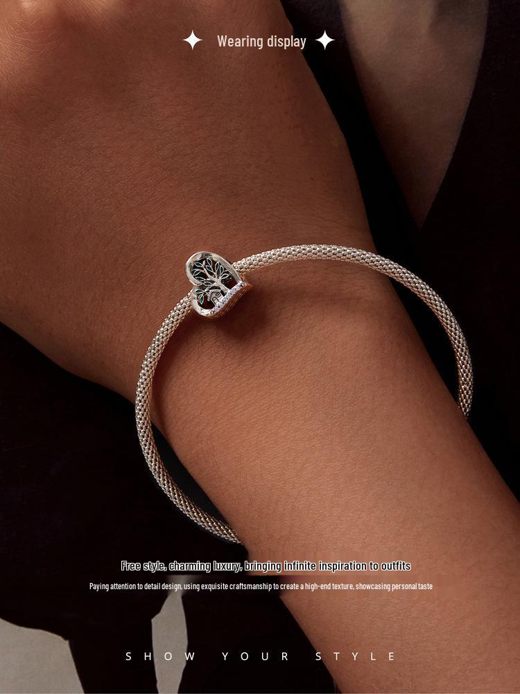 Инь Цзыюнь Сердцевидный Стерлинговое серебро 925 пробы Семейное дерево DIY Браслет Бусины