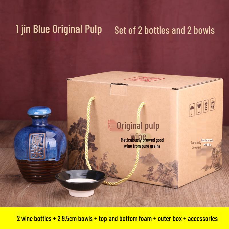 1 Jin Earthenware Wine Jar: Ceramic Wine Bottle Packaging, Sealed Baijiu Storage, Preservation, and Empty Bottle.