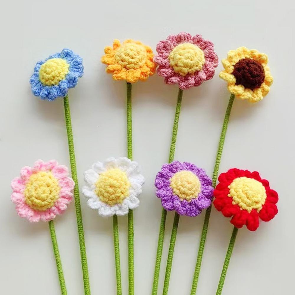 6шт искусственных цветов крючком цветы букет маргариток ручной вязки цветок маргаритки на День святого Валентина День матери день рождения свадьба домашний декор