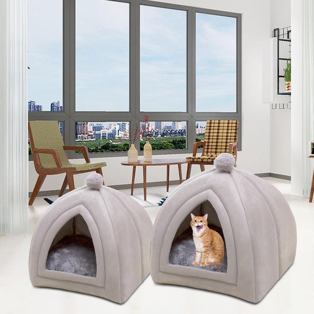 Cute Cat House, Pet Bed Plush Kennel, Nest, Warm Washable, Cushion, for Medium Sized Dog Kitten Floor Winter Indoor Cats