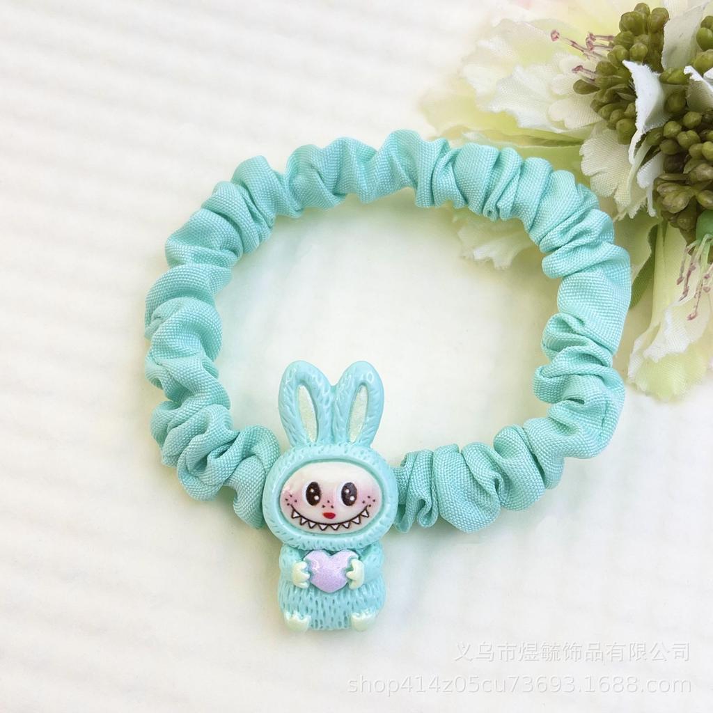 5 шт. Мультяшная резинка для волос Labubu молочно-белого цвета для женщин и детей