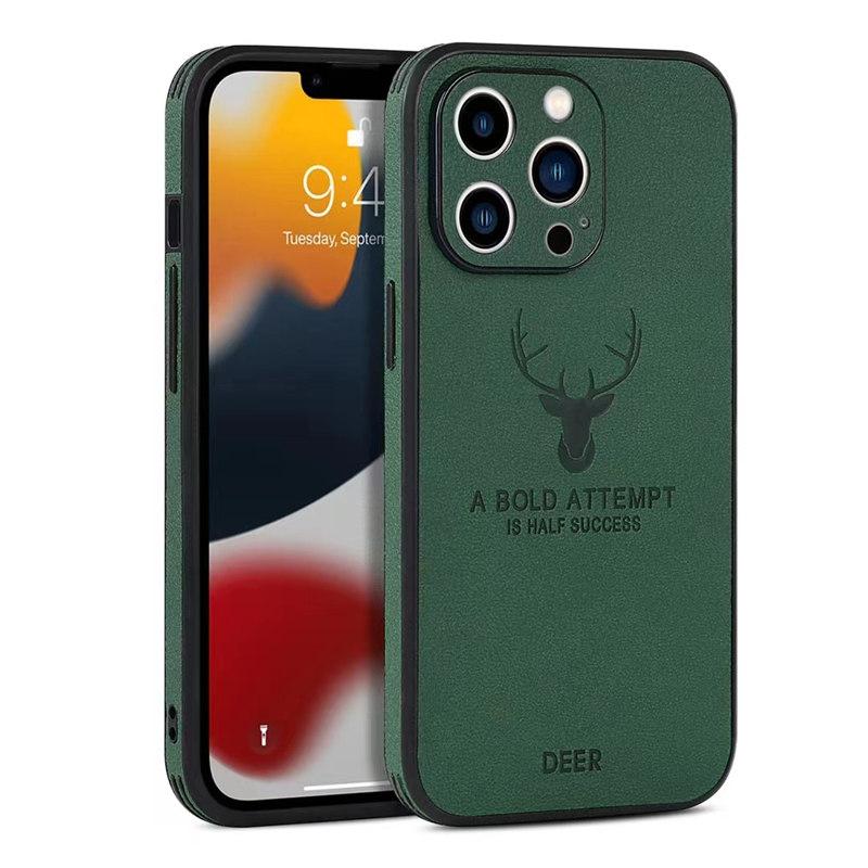 Роскошный чехол для телефона из кожи оленя для iPhone 15 14 13 12 11Pro Max XS XR XS Max 7 8Plus, стеклянный бампер с объективом, противоударный силиконовый чехол