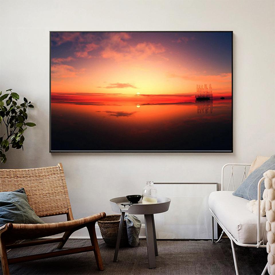 5D DIY Diamond Painting Sunset Scenery Picture Full Diamond Embroidered Mosaic Gift Home Decoration Painting Kit