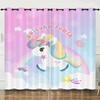 Curtain Flower Unicorn Color Gradual Change 3D Digital Printing Blackout Curtain Punching