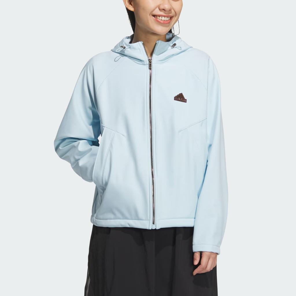 adidas Повседневные куртки и пальто SOFTSHELL с капюшоном Женские Снежно-голубые JX6832