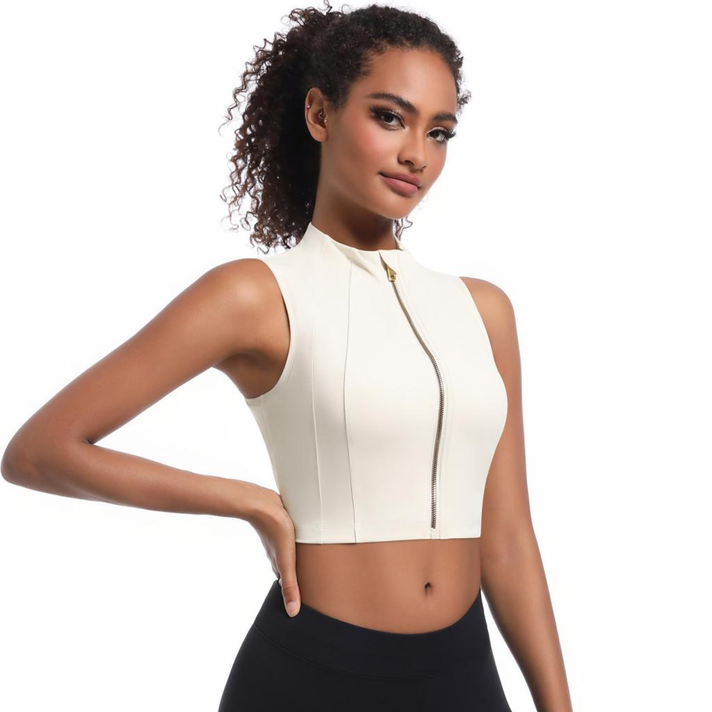 Nessaj Безрукавный спортивный жилет для йоги на молнии, женский фитнес-бюстгальтер, однотонный топ для бега и тренировок