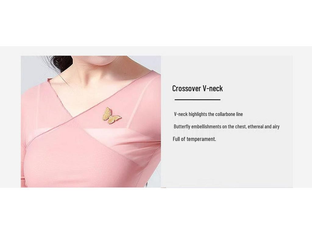 Взрослый женский этнический танцевальный топ из марли с бабочками для современного и классического танца