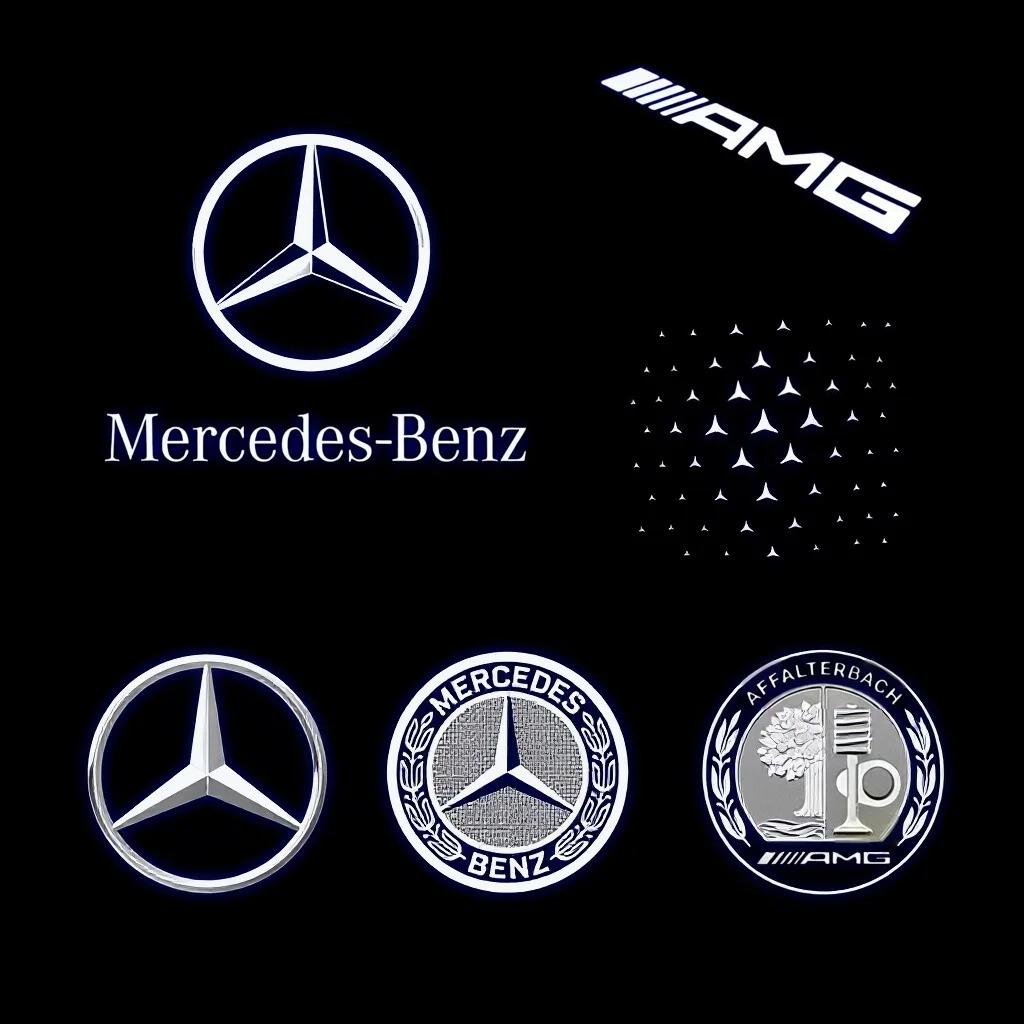 2pcs Car door welcome Benz light logo Emblem AMG A C E GLC GLA GLE GLB Class W177 W205 W212 W213 X253 X156 W166 X247 OR5