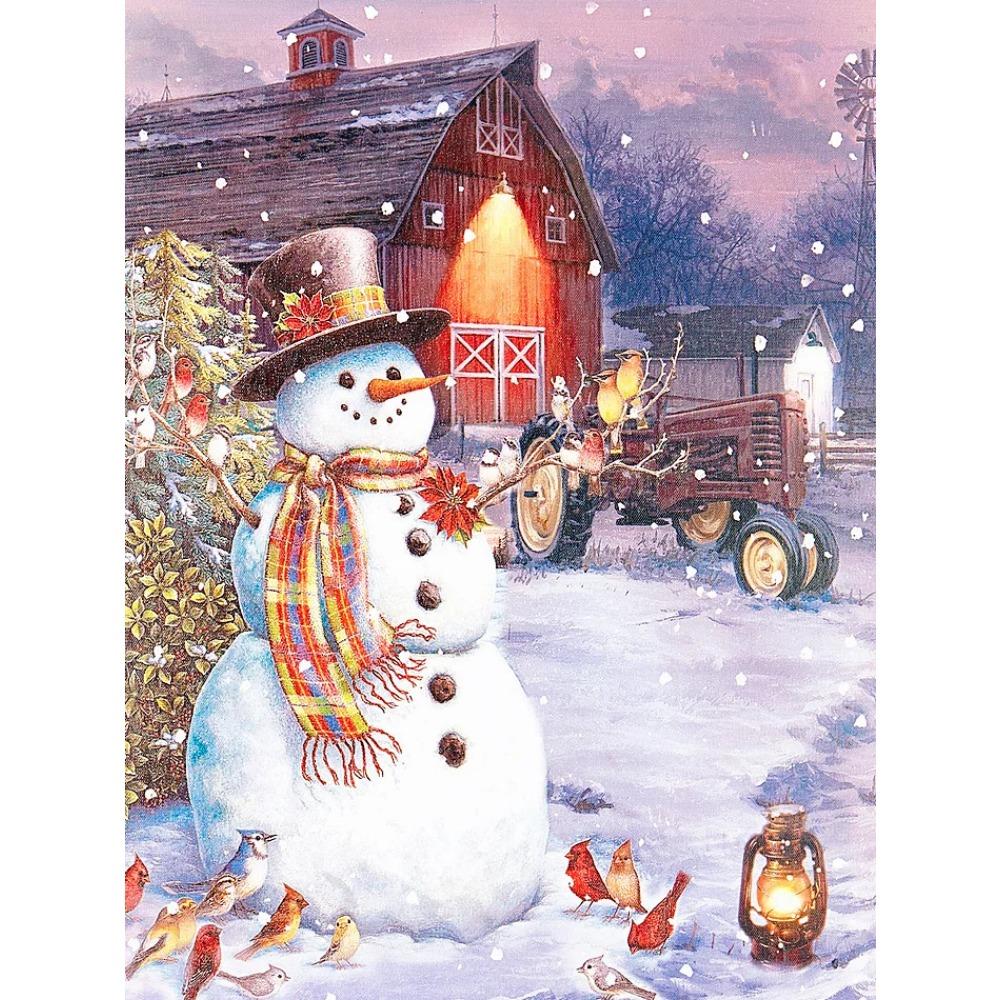 Алмазная живопись Art Full Drill Снеговик Алмазная картина Ручная работа Снежный день Diy Алмазная мозаика Картина Украшение дома Рождественский подарок