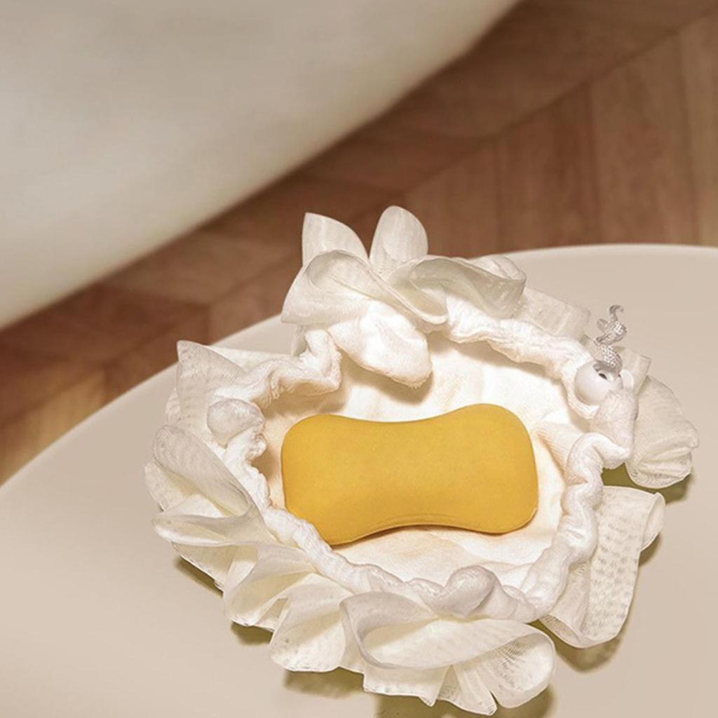 2-в-1 полотенце-шар для ванны, мочалка с завязкой на шнурке для мыла, мягкая отшелушивающая сетчатая губка для душа, уход за кожей, средство для купания